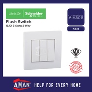Schneider Vivace Flush Switch 1Way 2Way 1 Gang 2 Gang 3 Gang 4 Gang White SIRIM