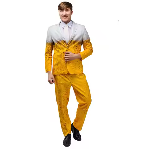 Adult Oktoberfest Beer Cosplay Costume Men Women Bavarian Fancy Outfits Yellow Beer Suit 3d Printed 