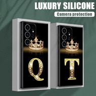 Initial Letter Q T R V X Y W P Phone Case for Samsung S25 Ultra S23 S24 FE A56 A55 A36 5G S22 S20 Pl