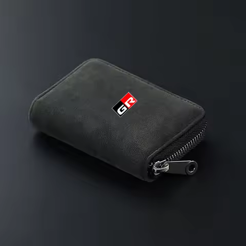 Suede Car Logo Zipper Wallets ID Card Case Credit Holder Purse For Toyota Yaris Corolla Prius Auris 