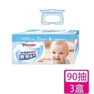 【US BABY 優生】乾濕兩用純棉巾-超厚型加蓋90抽X3盒