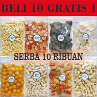 Cemilan Enak dan Murah Serba 10000 Aneka Snack Serba 10 ribu Keripik Kentang Singkong Kacang Bandung Bawang Basreng Pedas Makaroni Keripik Kaca