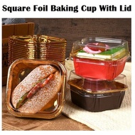 10pcs Foil Square Baking Cup Muffin Cupcake Cup Dengan Plastik Penutup Square Baking Cup With Plasti