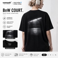 Unisex Badminton T-shirt Vsmash Sportwear "BLACK & WHITE Court" in Trame– Soft, Cool, Absorbent Baby