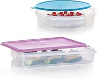 Tupperware Brand 12-Inch Round &amp; Rectangular (3.6L) Food Storage Containers + Lids - Dishwasher Safe &amp; BPA Free