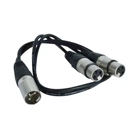 50cm New XLR 1 Male Plug to 2 XLR Female Jack Mic Audio Cable Adapter Y Splitter For Microphone Acce