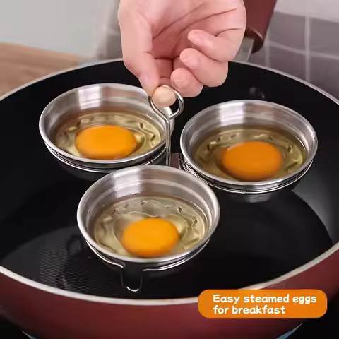 3pcs Stainless Steel Steaming Egg Mold for Household Boiled Eggs, Poached Eggs, Breakfast Steamed Eg