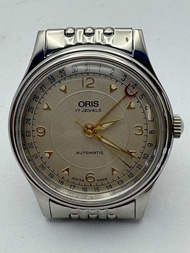 ORIS SWISS MADE 17 JEWELS Automatic ตัวเรือนสแตนเลส สี่เข็ม เข็มชี้วันที่ก้ามปู นาฬิกาผู้ชาย มือสองของแท้