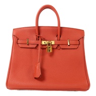HERMES Togo皮革Birkin 25金扣手挽袋Rouge Casaque