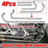 XV535 XV400 Motorcycle Exhaust Muffler Pipe Full System + Silencer Stainless Steel Exhaust Pipe For 