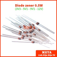 [Pack of 20] zener Diode 0.5W pin 3v3, 5v1, 9v1, 12v - BZX55C3V3 BZX55C5V1 BZX55C9V1 BZX55C12V