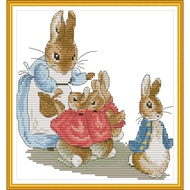 Joy Sunday Stamped Cross Stitch Ktis Peter Rabbit Family DMC Threads Chinese Cross Stitch Set DIY Needlework Embroidery Kit