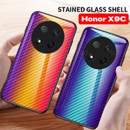For Honor X9C 5G 2025 Phone Case Carbon Fibre Tempered Glass Casing HonorX9C Shockproof Shock Fall P