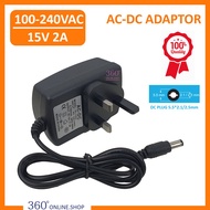 Universal AC 100V-240V To DC 15V 2A Switching power supply Adaptor 3 Pin UK plug DC Plug 5.5MM*2.1/2