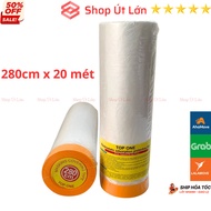 1 Cuộn băng keo nilon 280cm Top One - che chắn khi phun sơn Màng bọc nilon che bụi đa năng băng keo