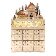P.K.YO-Wooden Christmas Advent Calendar Countdown to Christmas LED Holiday Decoration 24 Drawers wit