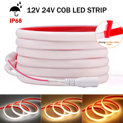 IP68 Waterproof COB LED Strip Light 12V 24V 320LEDs/m Flexible LED Neon Tape for Outdoor Swimming Po