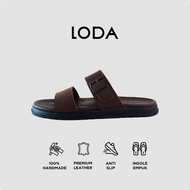LOKAL LODA - NERO Dark Brown Premium Leather Slide Sandals for Adult Men