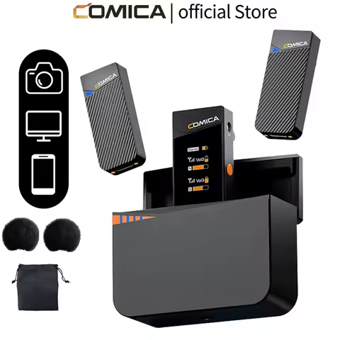 2.4G Mini Wireless Lavalier Lapel Microphone with Charging Case, COMICA Vimo C for Camera Smartphone