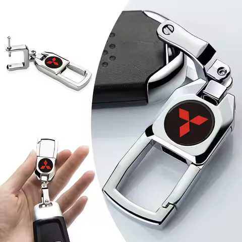 Car Metal Keychain 3D Emblem Key Ring Accessories For Mitsubishi ASX Lancer Pajero Outlander L200 EV