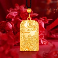 Free Shipping 9999 real gold 24K yellow gold Mens New Chinese Style Auspicious Cloud Auspicious Drag
