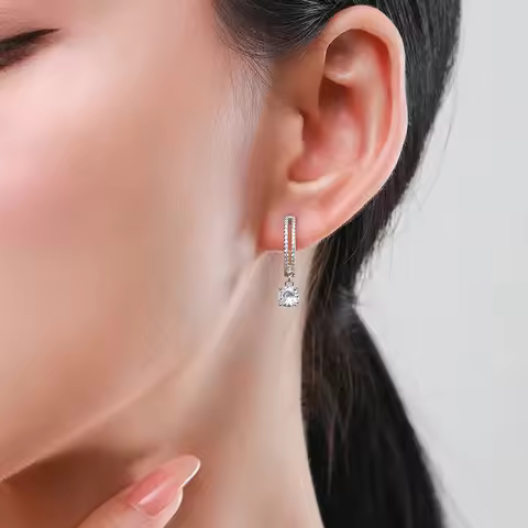 Solid 18K White Gold AU585 Platinum PT950 Temperament earrings female niche show senior real diamond