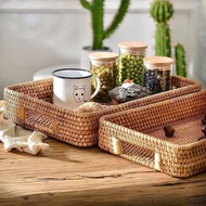 長方形藤製托盤套裝藤製儲物托盤