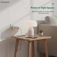 [coconut] Wall Outlet Extender Ultra Slim 2500W 4 Outlets 180° Rotating Multi Plug for Home Office H