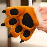 MOCHO1 Faux|Paw Gloves, Simulated Striped Design Animal Paw Plush Gloves, Cosplay Gloves Fluffy Padd