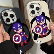 Marvel Cute Captain America Phone Case Compatible for IPhone 7 8 Plus 11 13 12 14 15 Pro Max XR X XS Max SE 2020 Metal Frame Anti Drop Silicone Soft Case