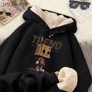 M-8XL hooded lambskin hoodie with thick fleece and oversized warm top