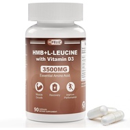 HMB and Leucine Supplement, 3500mg L-Leucine HMB with Vitamin D3, Amino Acid BCAA for Men, Vegan, Gl