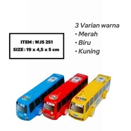 MERAH Toya Mini Pullback 3 Color Bus Toy WJS 251 - Size 19x4.5x5 cm - Red Yellowbiru
