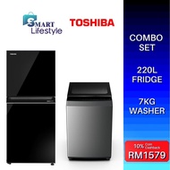 《Save 4.0》TOSHIBA REFRIDGERATOR (220L) GR-RT230WE-PMY(SS)(UK) + WASHER COMBO PACKAGE AW-M801AM(SG)