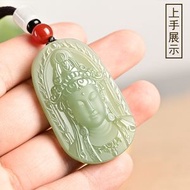 阿富汗玉觀音吊墜 仿和田玉晴水色度母觀音青玉菩薩羊脂白玉石掛件