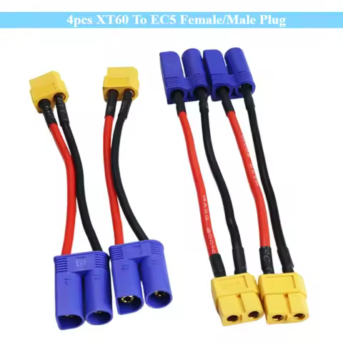 4pcs Adapter XT60 To EC5 Female/Male Plug Connectors 14AWG 100mm Connect for RC Lipo Battery Charger