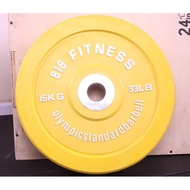 Lelong Bumper Plates 15KG 33LB Olympic Weight Plate 5cm Rubber Gym Weights Crossfit