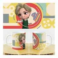 BTS Cartoon Tiny Tan V Mug | BTS V Cup Glass Mug