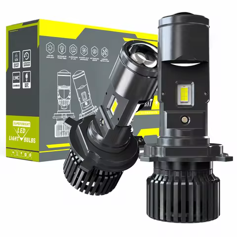 2PCS H4 LED Projector Mini Car Headlight Bulbs 6000K LED Mini Lens Projector H4 Mini Projector Lens 