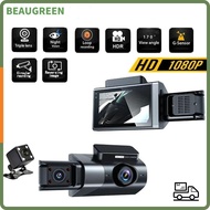 BEAUGREEN Vehicle Recorder, Loop Recording APP Control Car DVR,  HD 3 Lens Night Vision Car Dashcam 