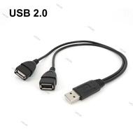 30cm USB 2.0 USD A 1 Male Plug To 2 way Female Splitter Socket USB 2.0 Extension cord Data Cable Pow