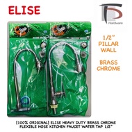 [100% ORIGINAL] ELISE HEAVY DUTY BRASS CHROME FLEXIBLE HOSE KITCHEN FAUCET WATER TAP - 1/2”