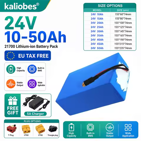24V 50Ah 45Ah 15Ah 20Ah 25Ah 30Ah 35Ah 40Ah 21700 lithium battery pack 1000W high-power electric mot