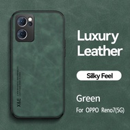 Sang Trọng Ốp da cho Oppo Reno 7 8 Lite Pro 8T 6 5 Bìa Với tấm kim loại Hỗ Trợ Xe Giữ Cho Oppo Find 