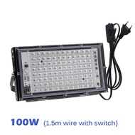 Đèn led UV 100W tia cực tím 395nm có phích cắm và công tắc tắt bật.