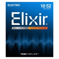 Elixir 10-52 Light-Heavy Electric Strings, Nickel Plated Steel with NANOWEB Coating. Authentic Elixi