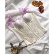 2hand cream white corset(B80)