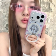 Korean Style Fashionable Sweet Cool Pink Cross Rotating Bracket Suitable for iPhone 17 16 15 Pro Max