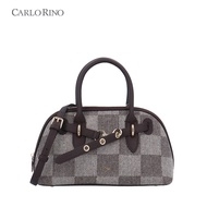Carlo Rino Aveline Checkmate Buckle Bowie Bag - Dark Brown