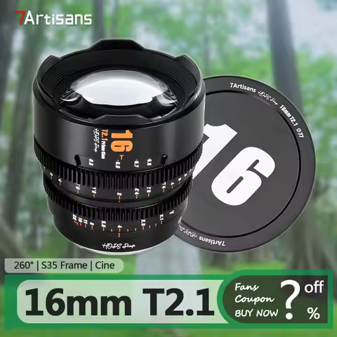 7artisans 16mm T2.1 Cine Lens S35 Frame for Camera Photography with Sony E A7RIII Fujifilm XT-100 XE